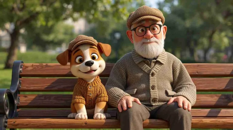 A bulldog wearing glasses and a tweed sweater in a library, symbolizing the vintage human pet names trend. This 'Grandpa trend' features distinguished names like Arthur and Walter for 2026.